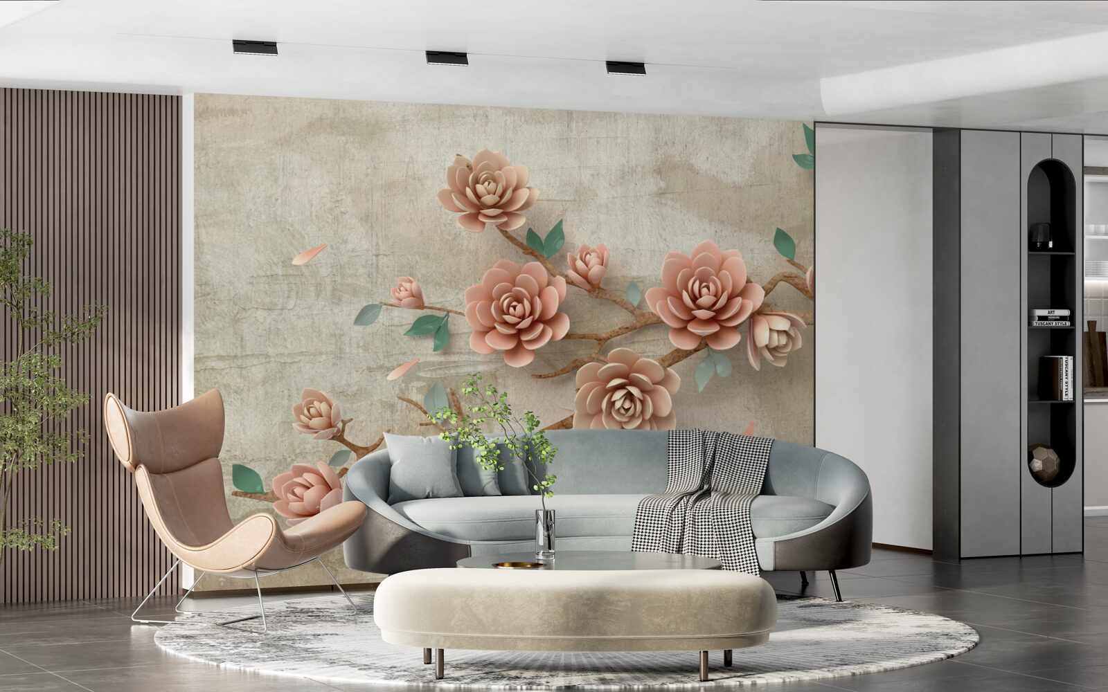 Фотошпалери під час дощу на гілках з'являються коричневі бруньки