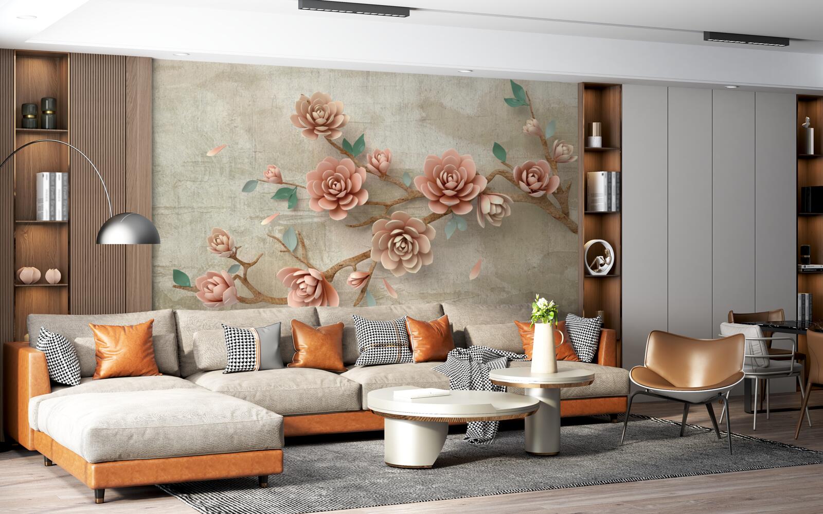 Фотошпалери під час дощу на гілках з'являються коричневі бруньки