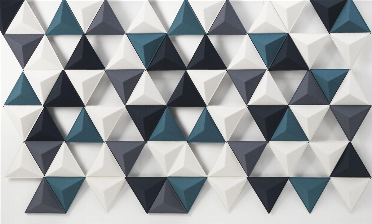 Фотошпалери об'ємні трикутники у відтінках білого та смарагдового