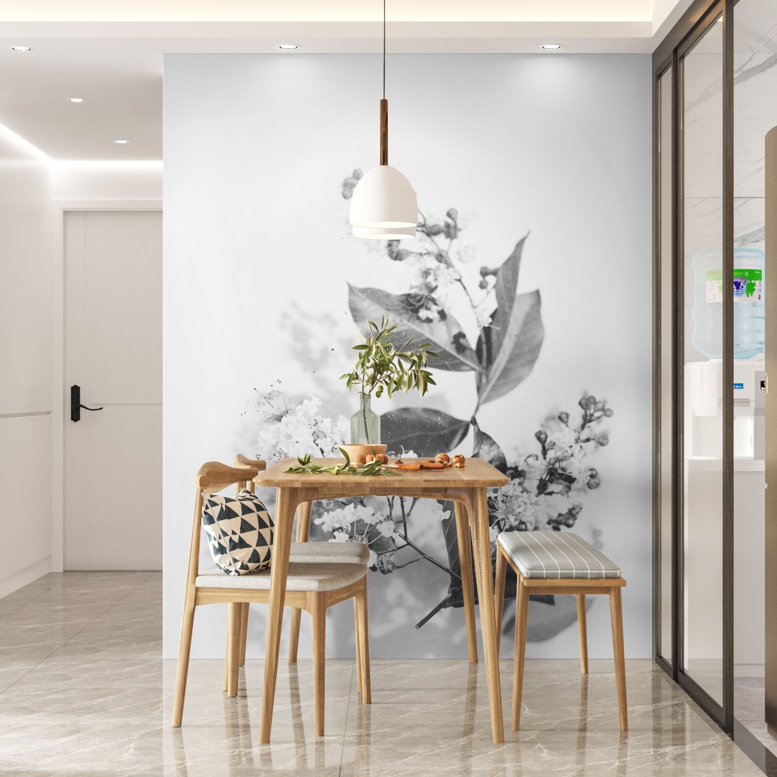 Фотошпалери гілка з квітковими бутонами смарагдової краси