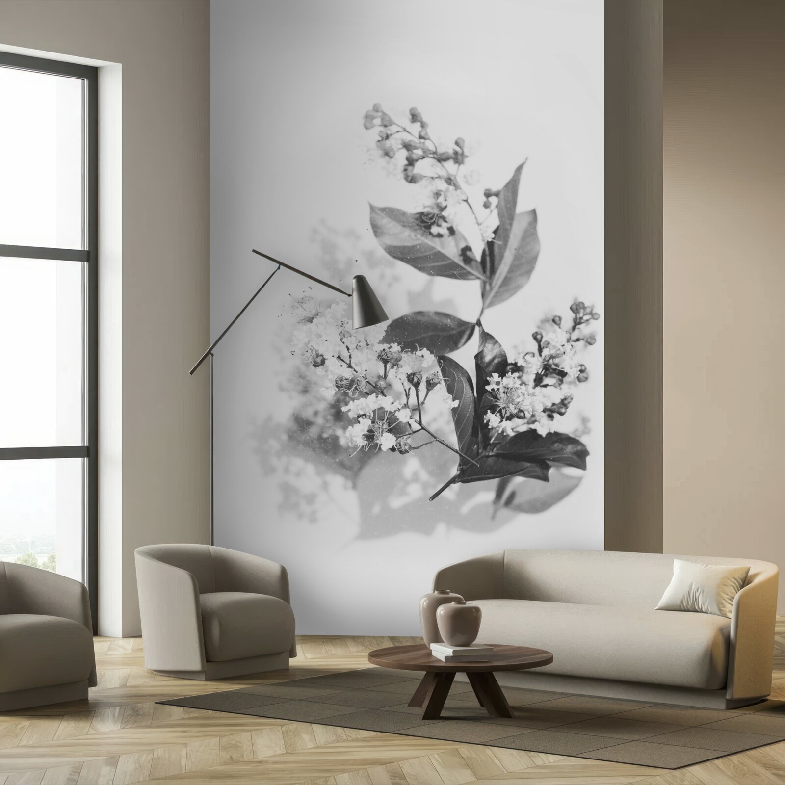 Фотошпалери гілка з квітковими бутонами смарагдової краси