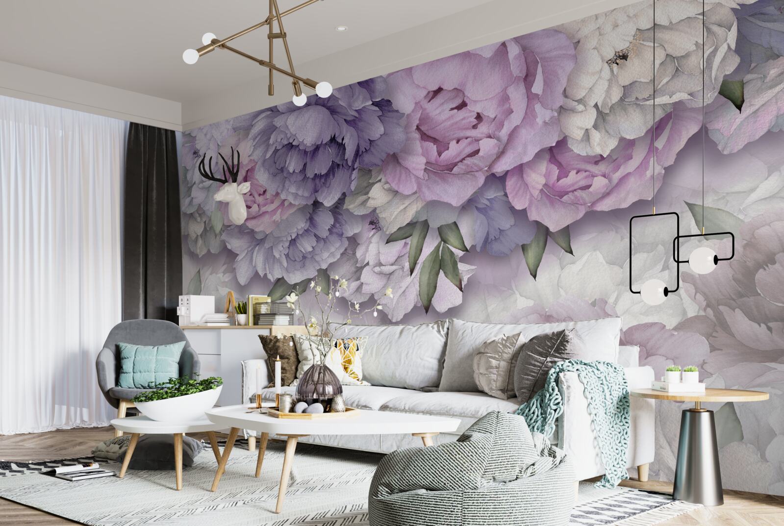 Фотошпалери квіти з ніжним бузковим відтінком