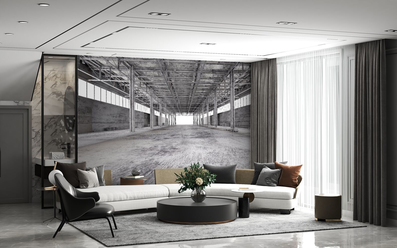 Фотошпалери чорно-біла студія порожня