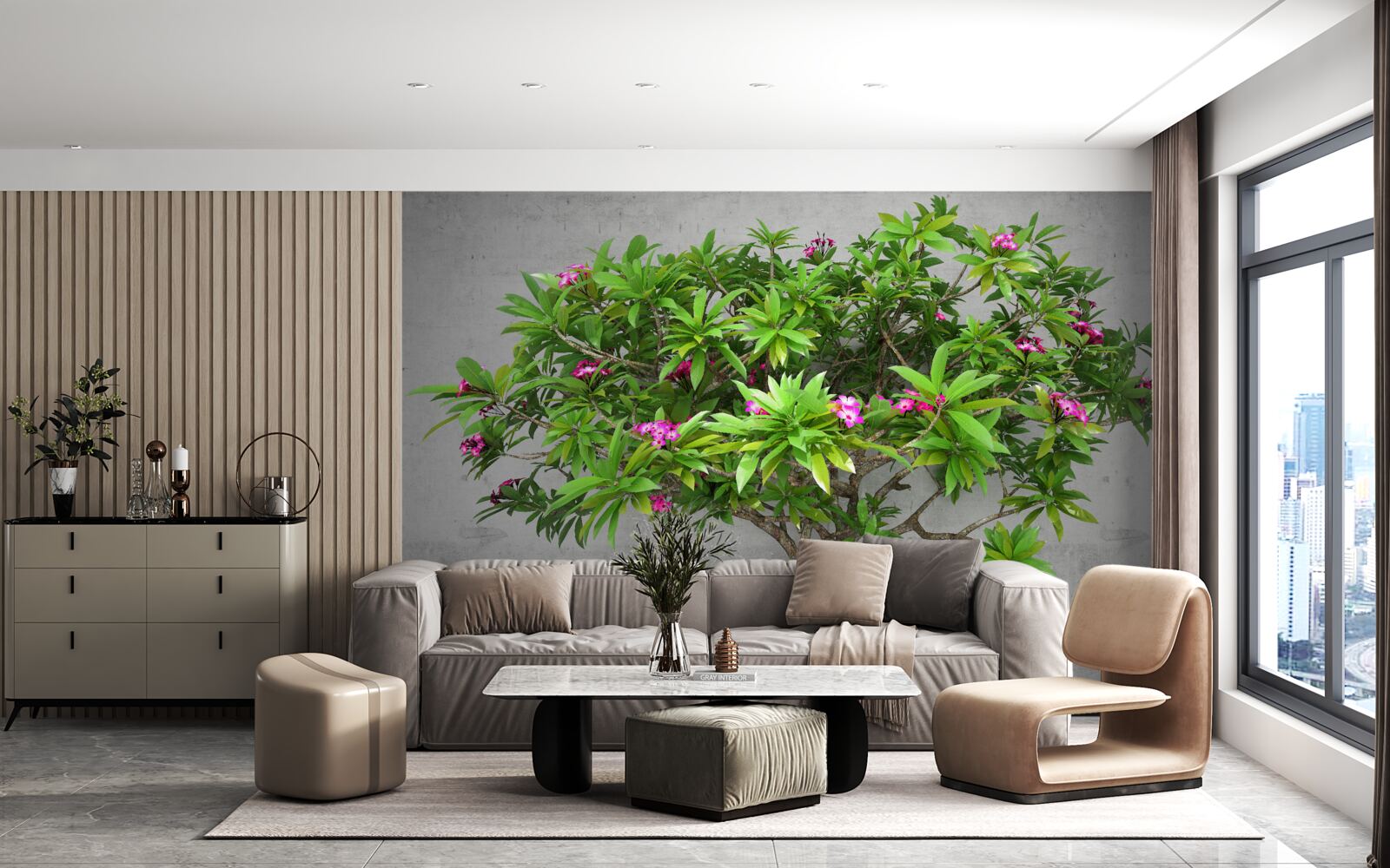 Фотошпалери спалах зелені на листяному дереві