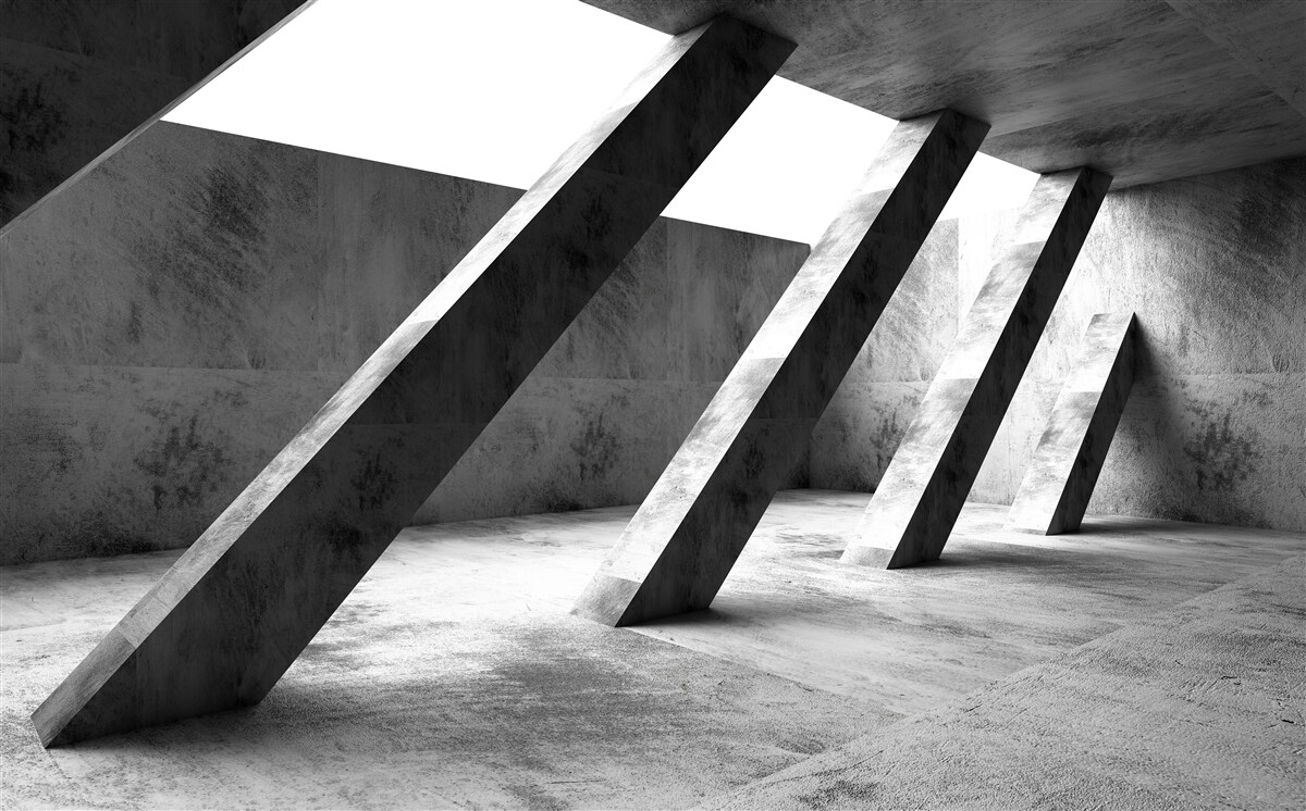 Фотошпалери бетонні колони в чорно-білих тонах