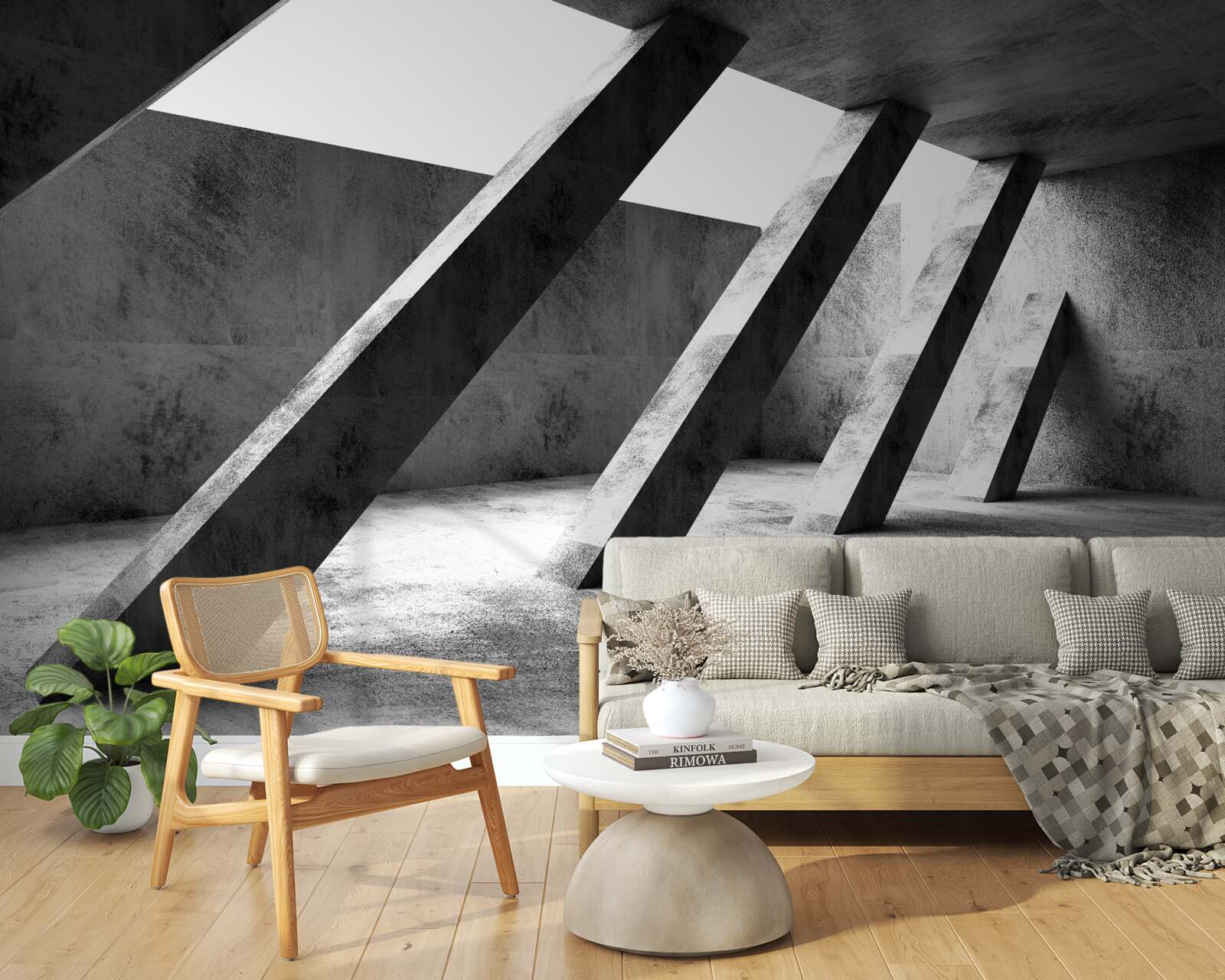 Фотошпалери бетонні колони в чорно-білих тонах