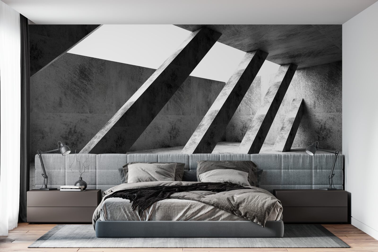 Фотошпалери бетонні колони в чорно-білих тонах