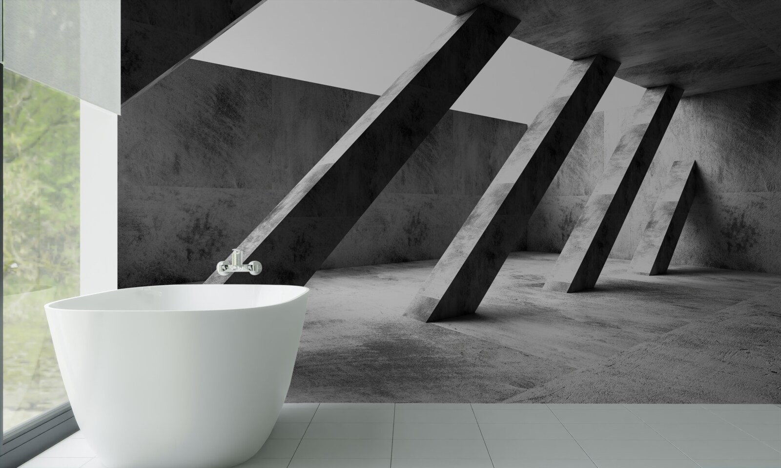 Фотошпалери бетонні колони в чорно-білих тонах