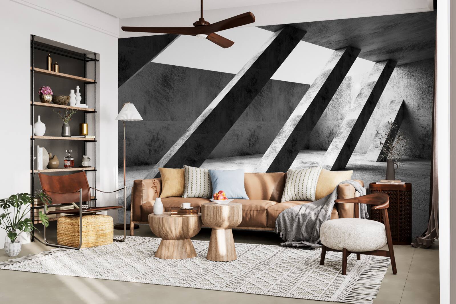 Фотошпалери бетонні колони в чорно-білих тонах