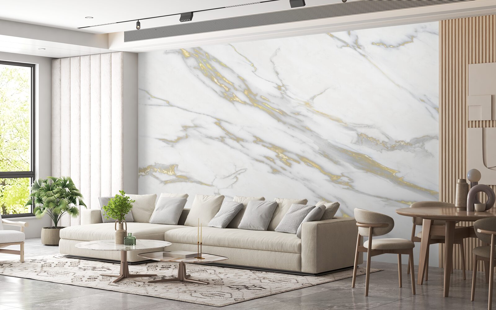 Фотошпалери безперервне вдавлення на світлому мармурі