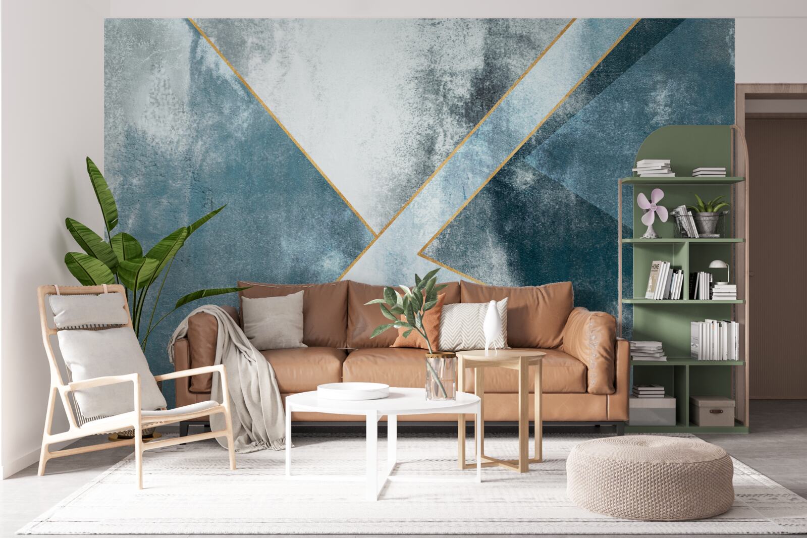 Фотошпалери блакитний мармур із золотими краями