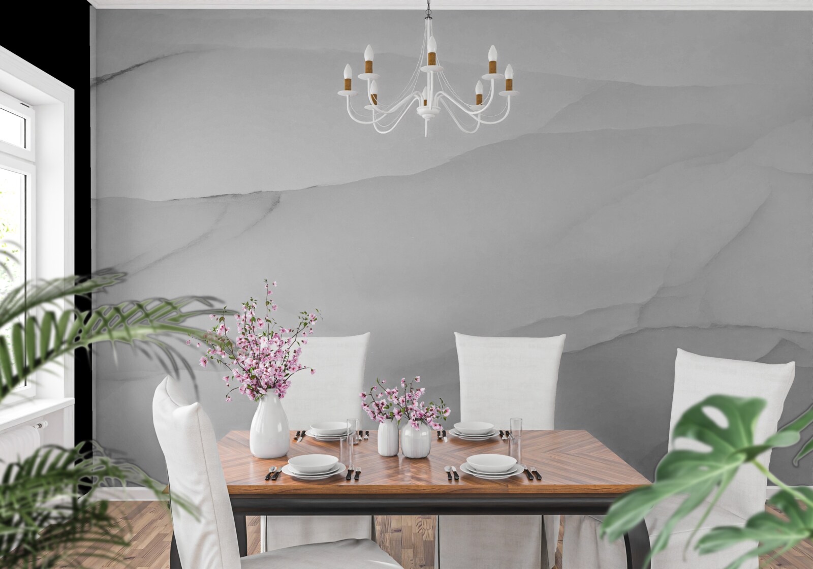 Фотошпалери мармур вкритий густим туманом