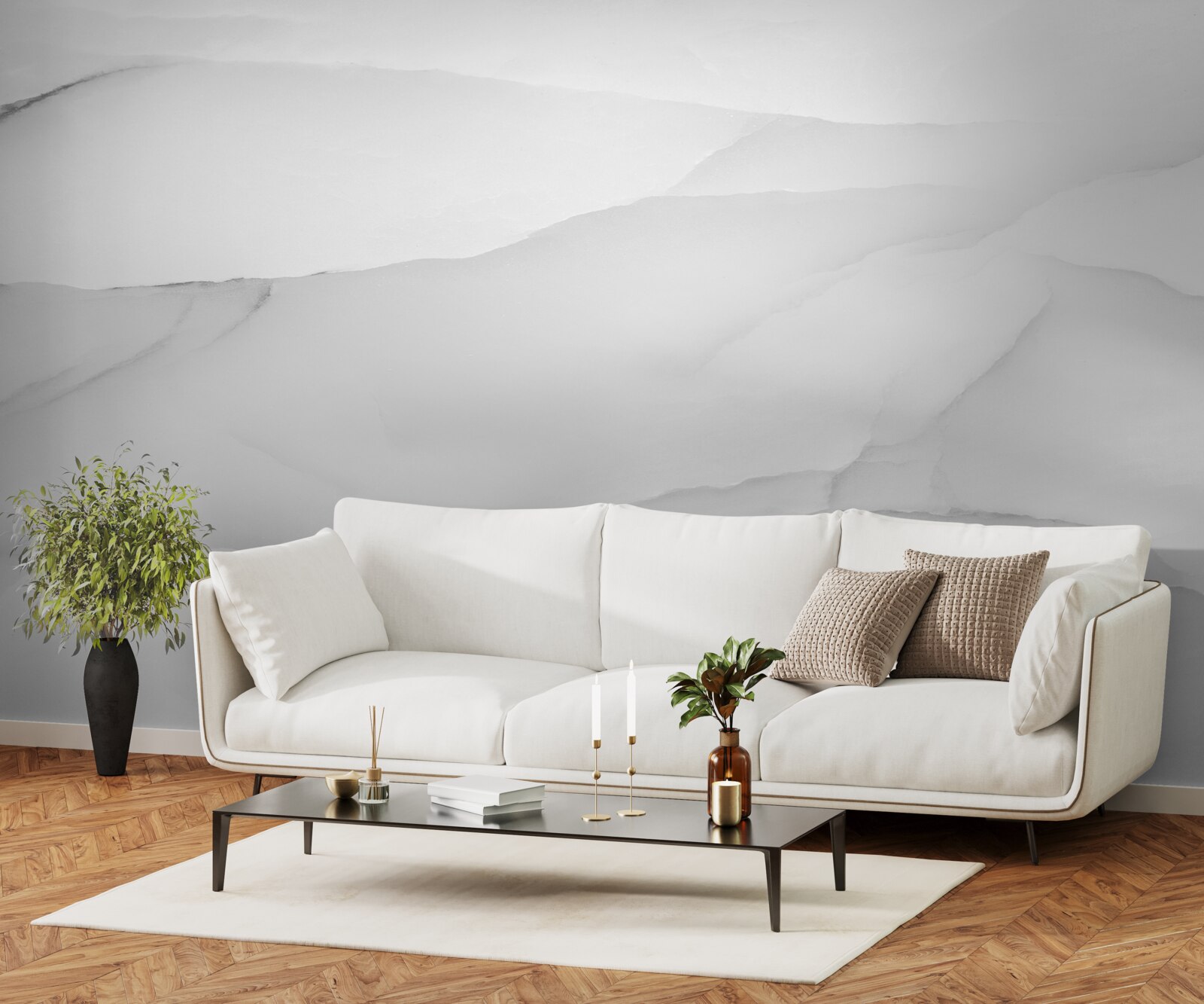 Фотошпалери мармур вкритий густим туманом