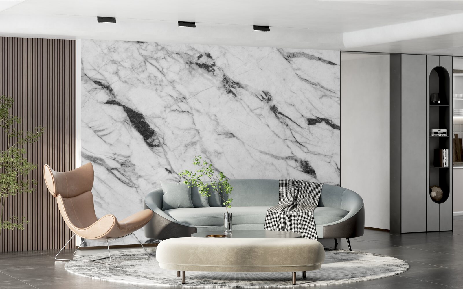 Фотошпалери поєднання білого та синього диму