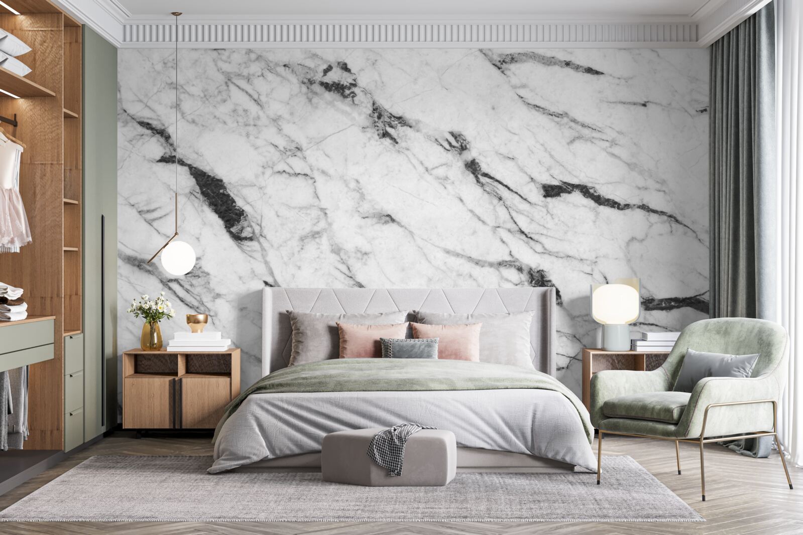 Фотошпалери поєднання білого та синього диму