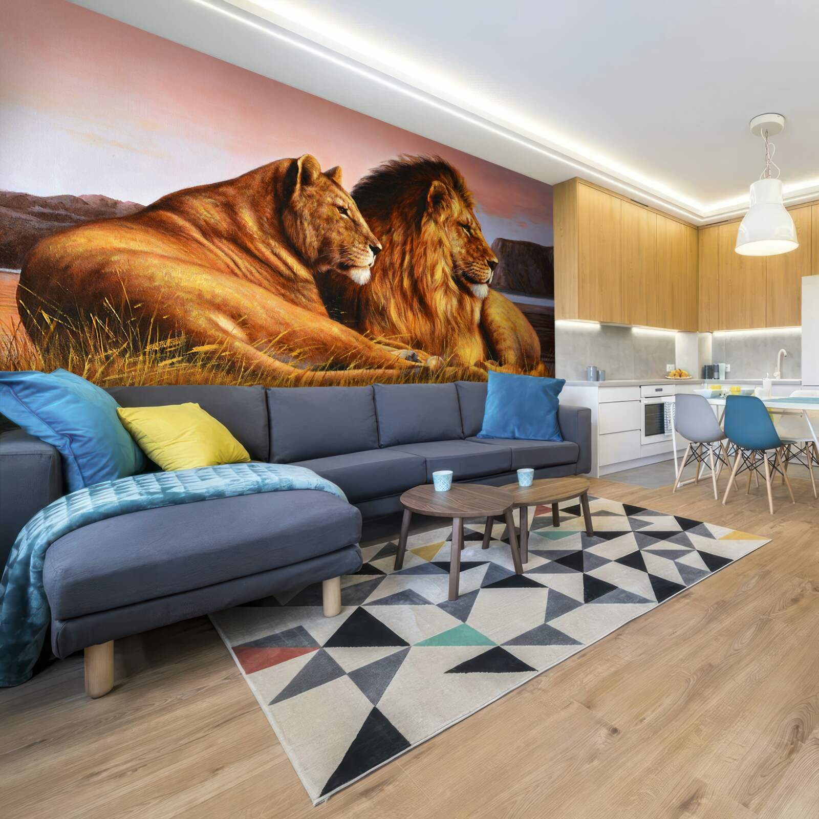 Фотошпалери Сім'я левів піклується про своїх дітей