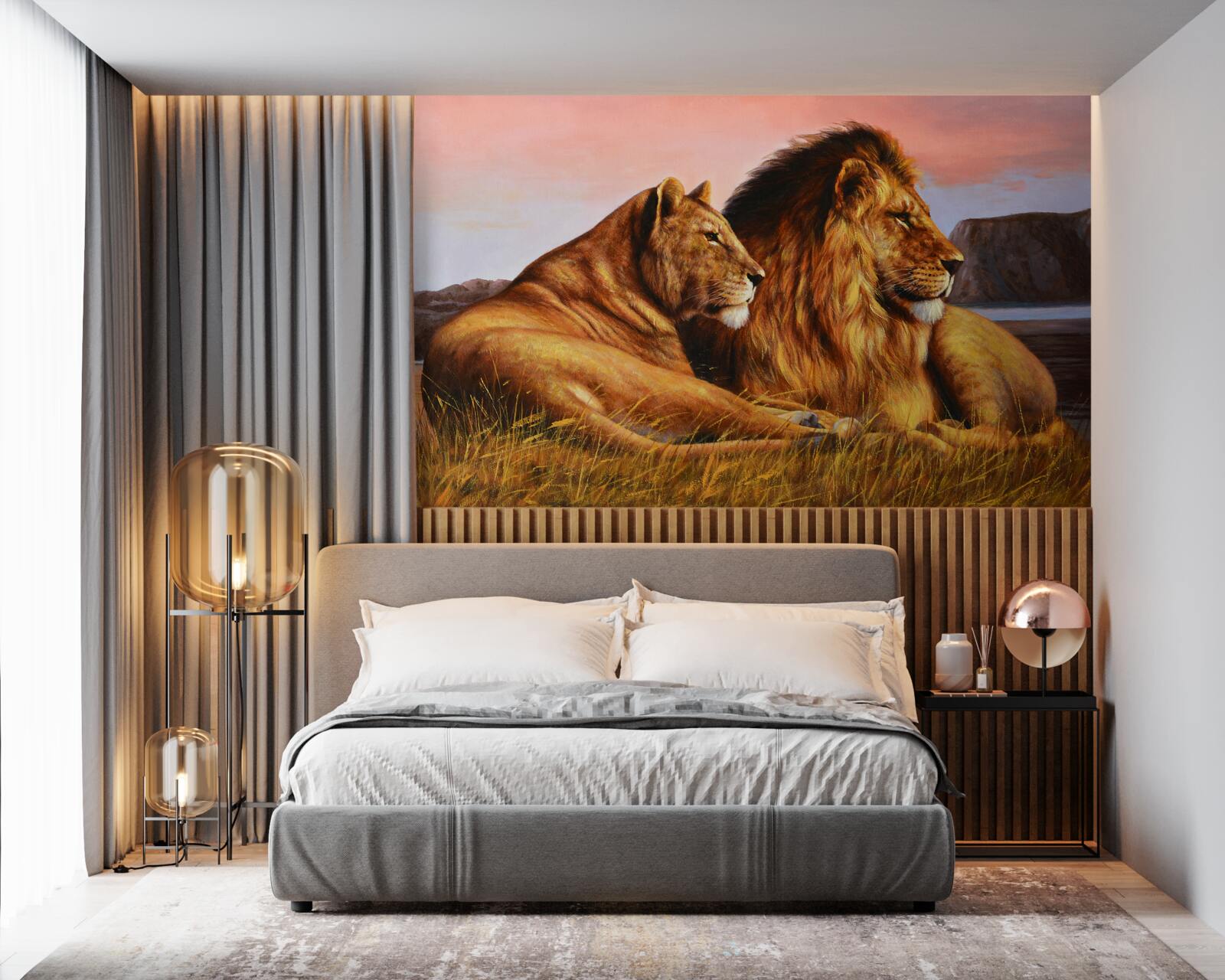 Фотошпалери Сім'я левів піклується про своїх дітей