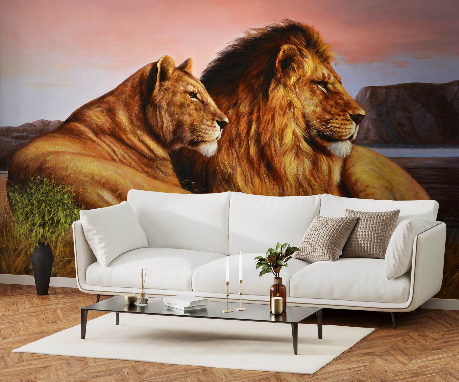 Фотошпалери Сім'я левів піклується про своїх дітей