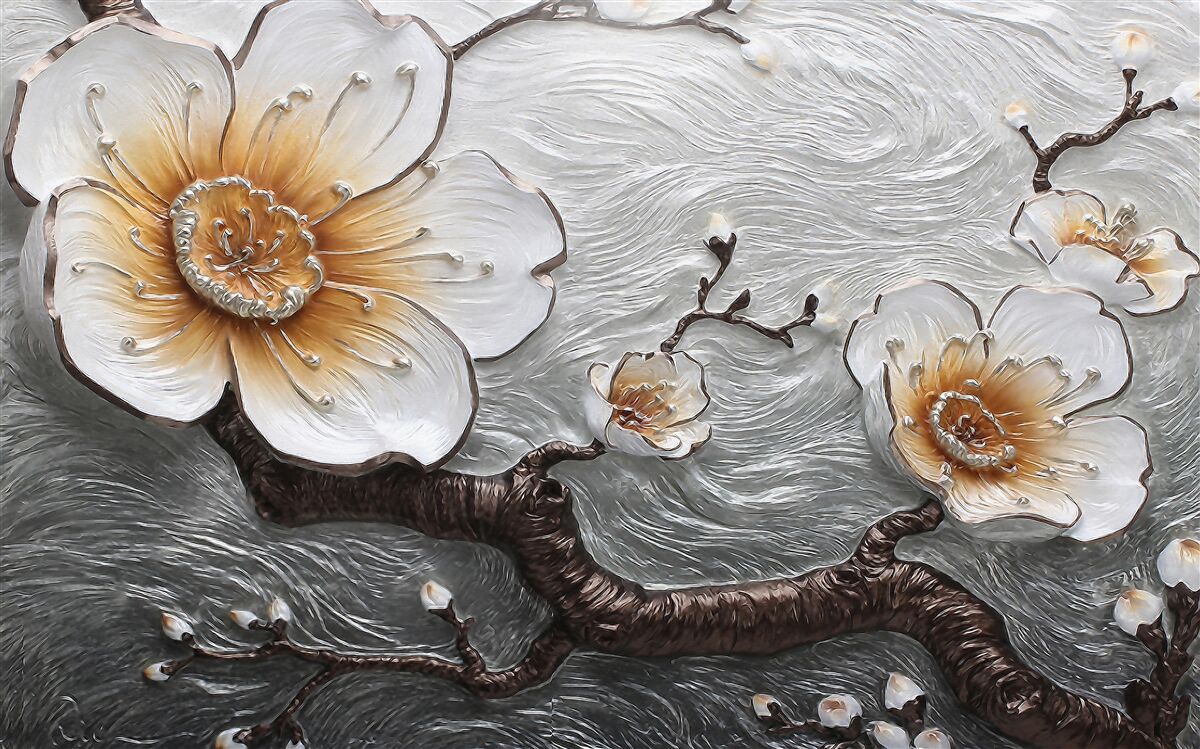 Фотошпалери Білосніжна магнолія над водянистим туманом чарівно прекрасна