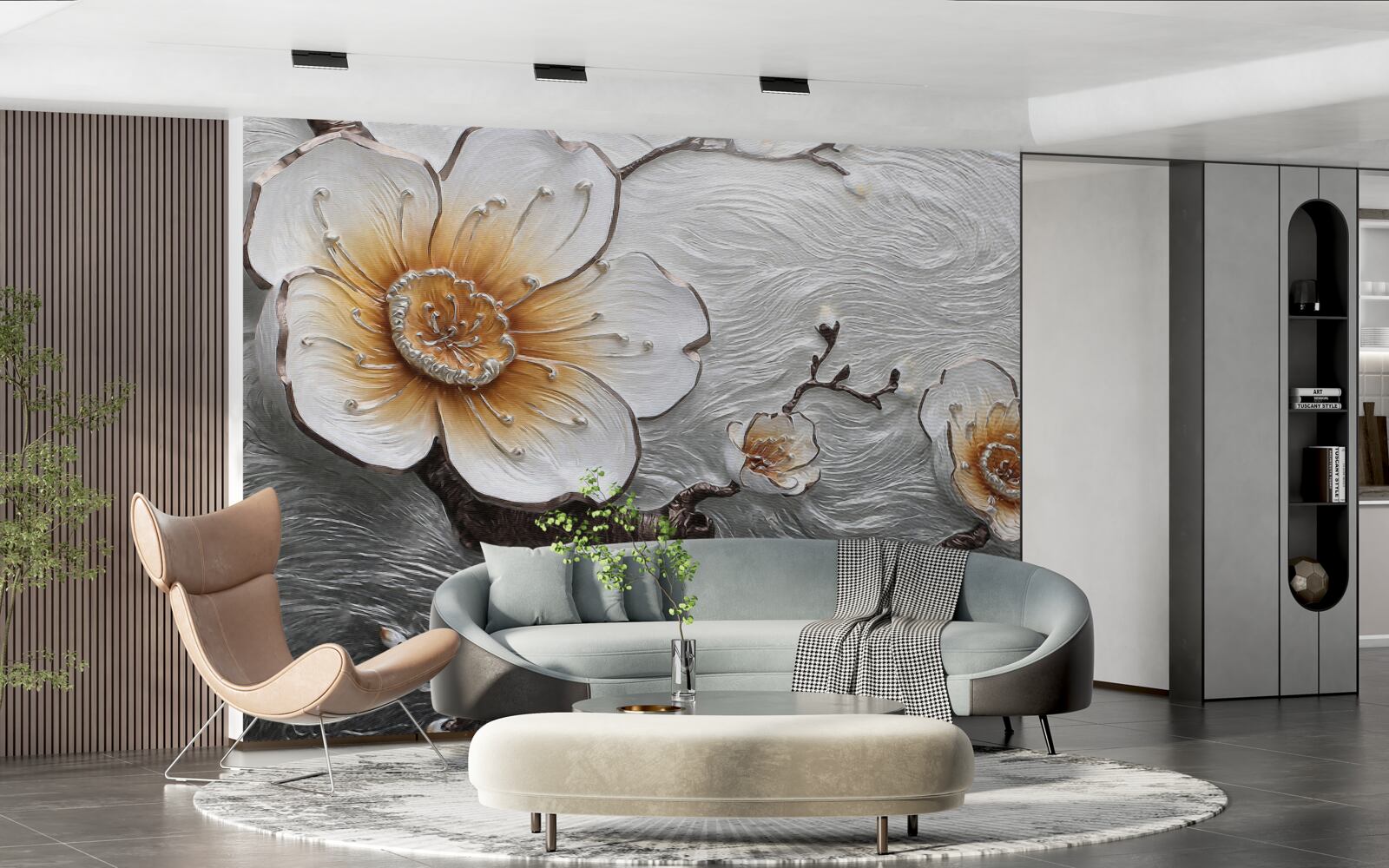 Фотошпалери Білосніжна магнолія над водянистим туманом чарівно прекрасна