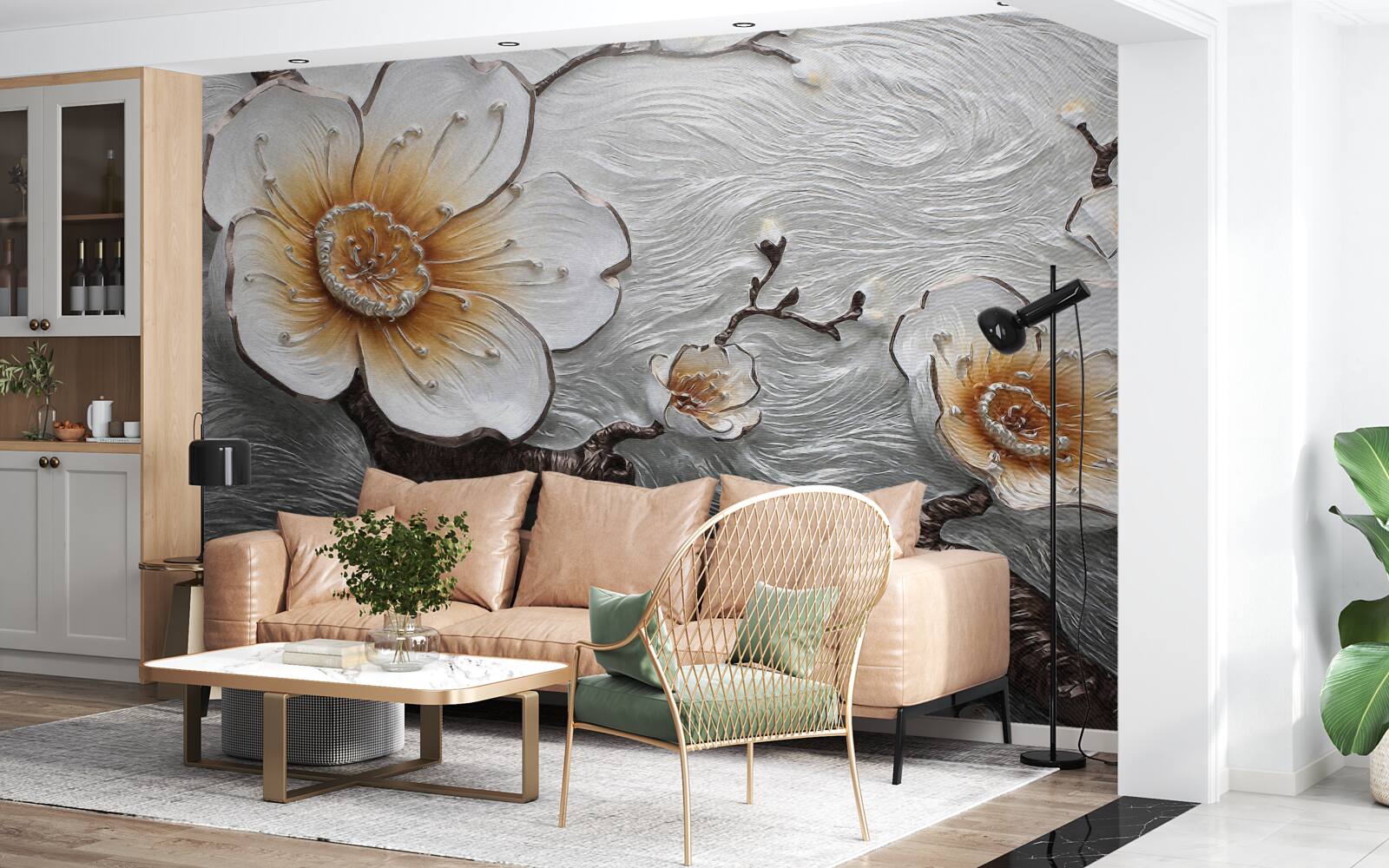 Фотошпалери Білосніжна магнолія над водянистим туманом чарівно прекрасна