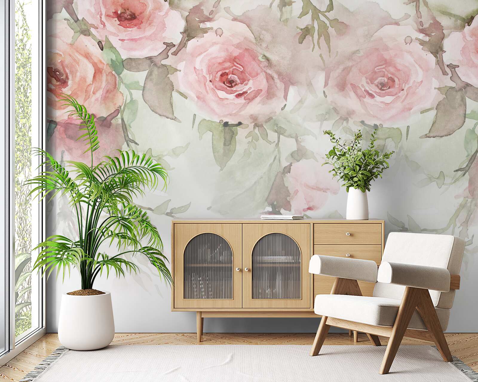 Фотошпалери висять величезні рожеві квіти