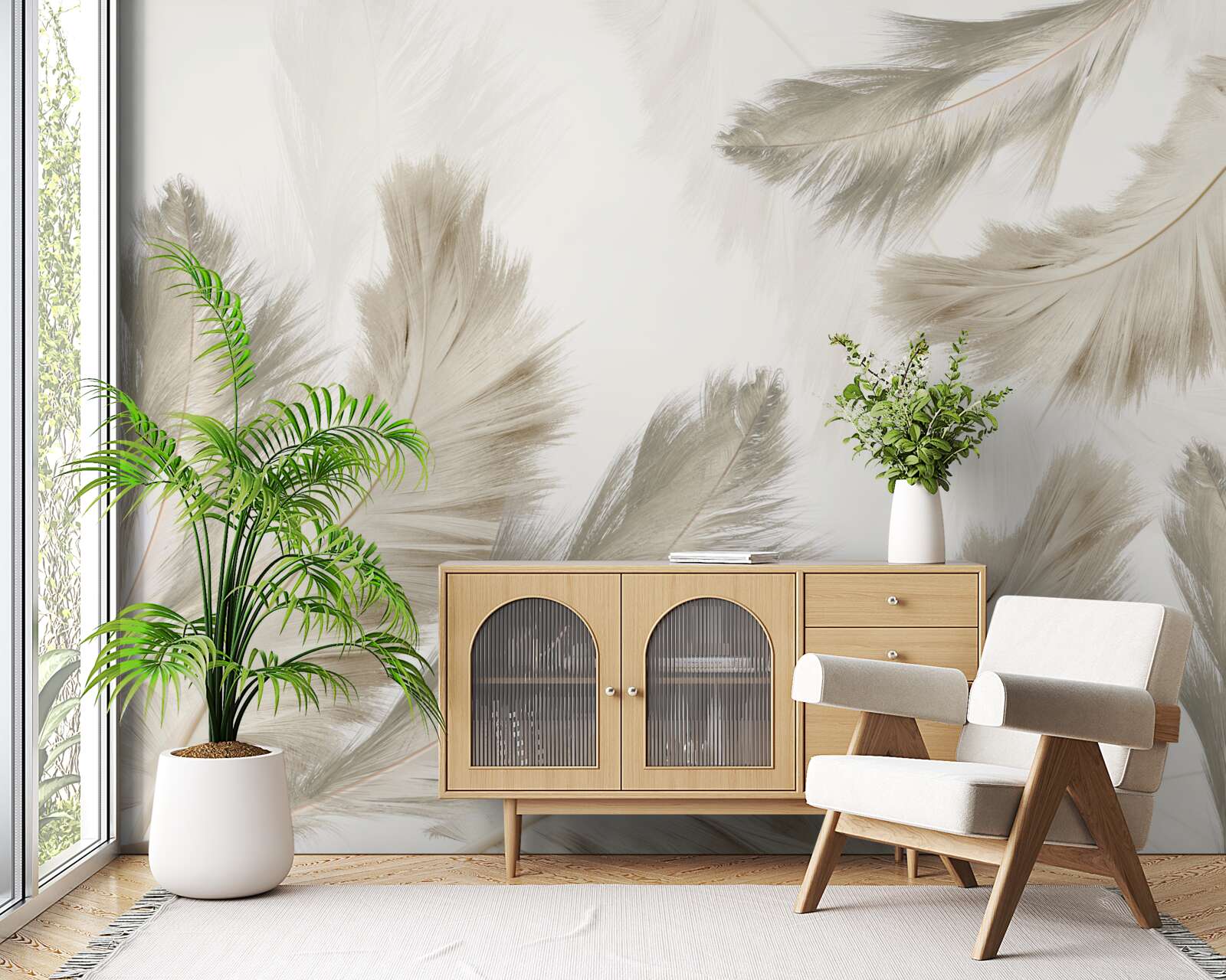 Фотошпалери пухнасте пір'я, що ширяє в повітрі