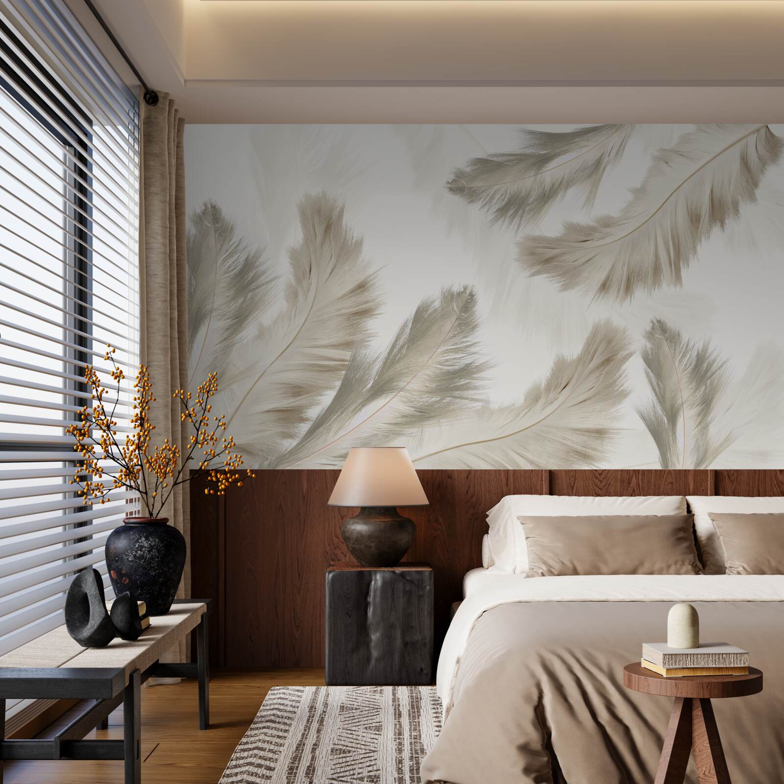 Фотошпалери пухнасте пір'я, що ширяє в повітрі