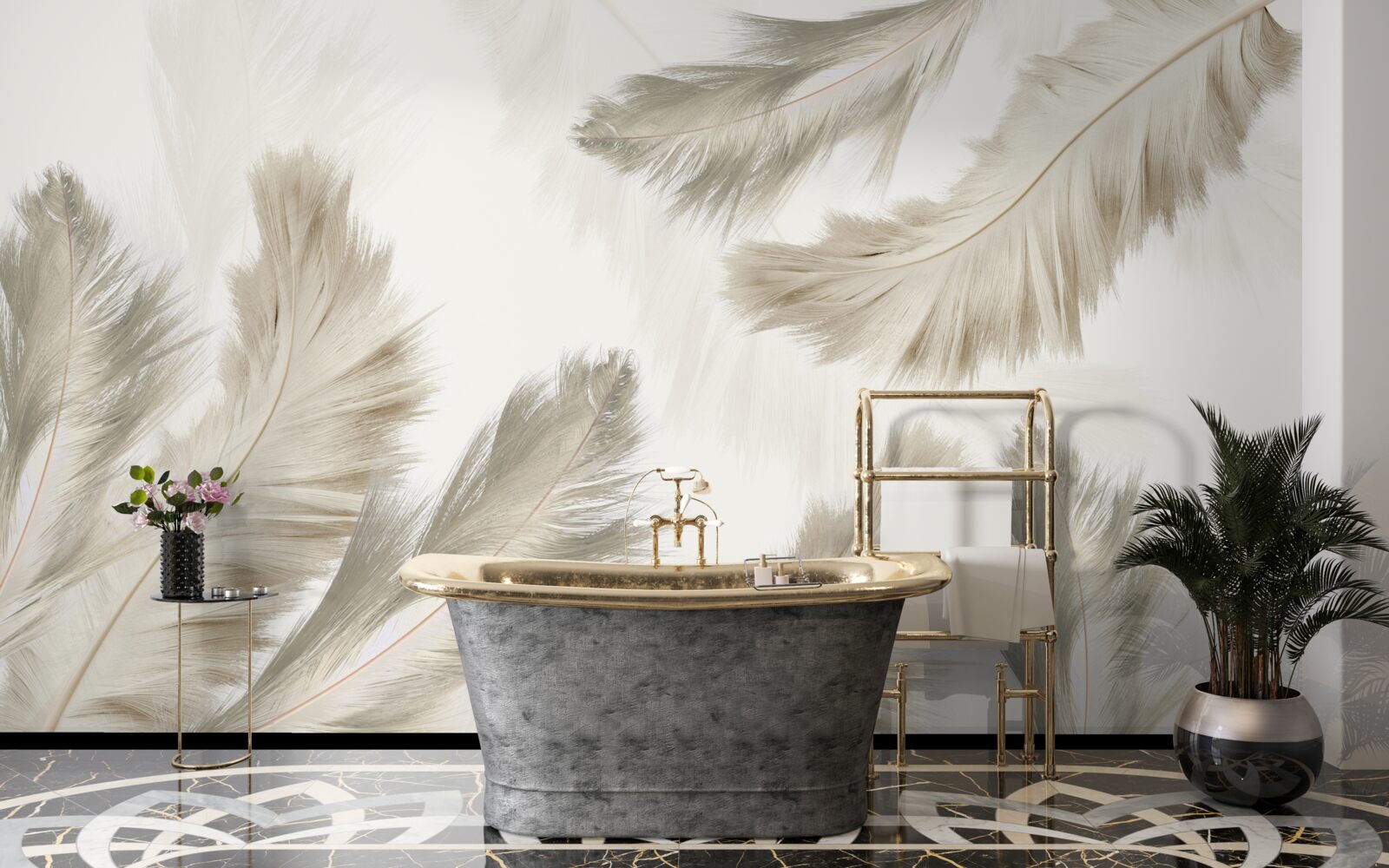 Фотошпалери пухнасте пір'я, що ширяє в повітрі