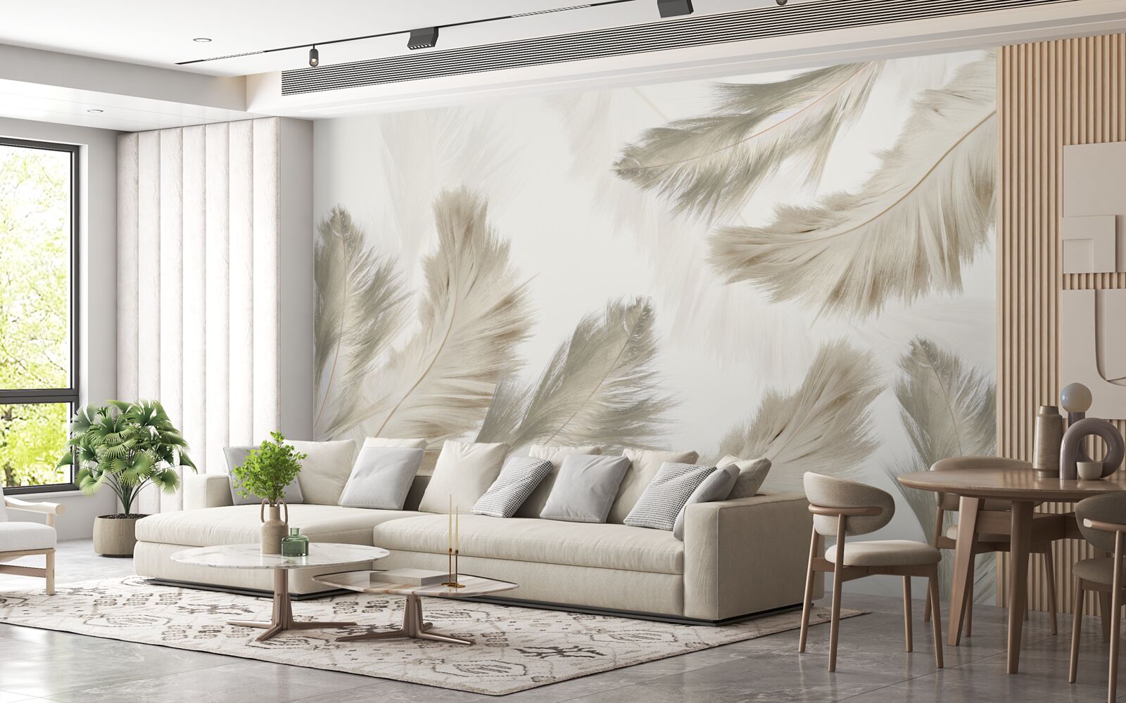 Фотошпалери пухнасте пір'я, що ширяє в повітрі