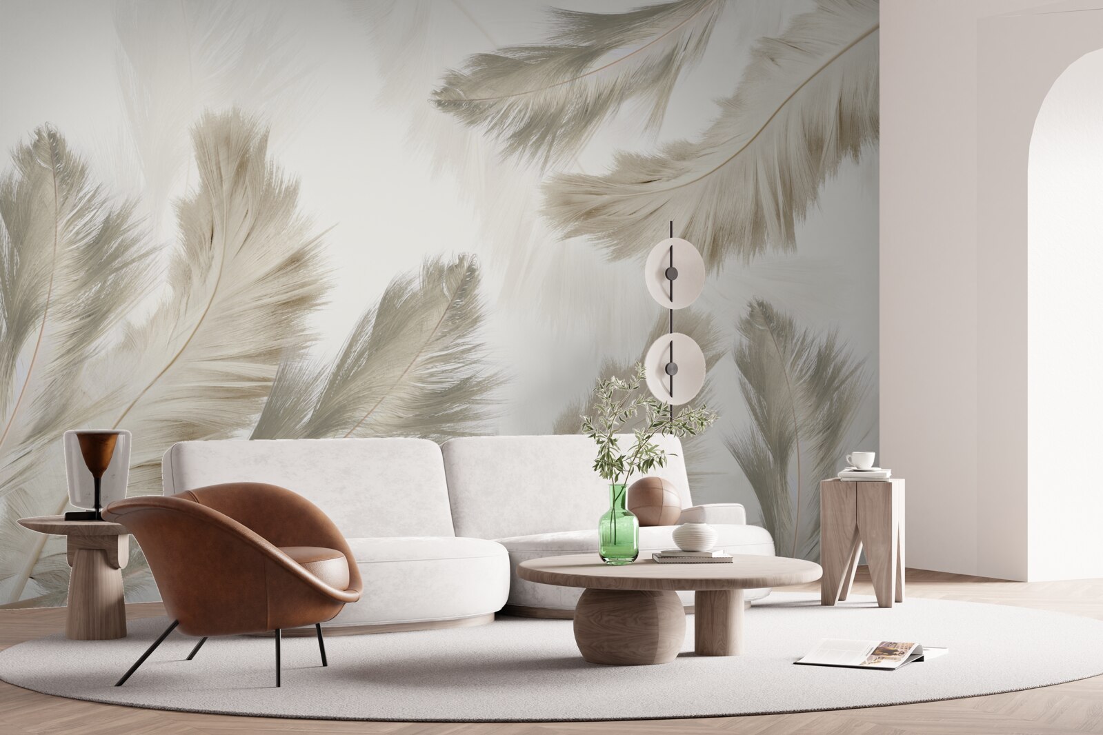 Фотошпалери пухнасте пір'я, що ширяє в повітрі