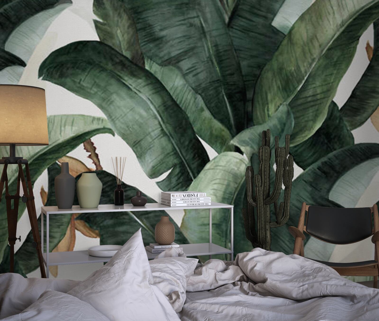 Фотошпалери велике темно-зелене листя з тропічних регіонів