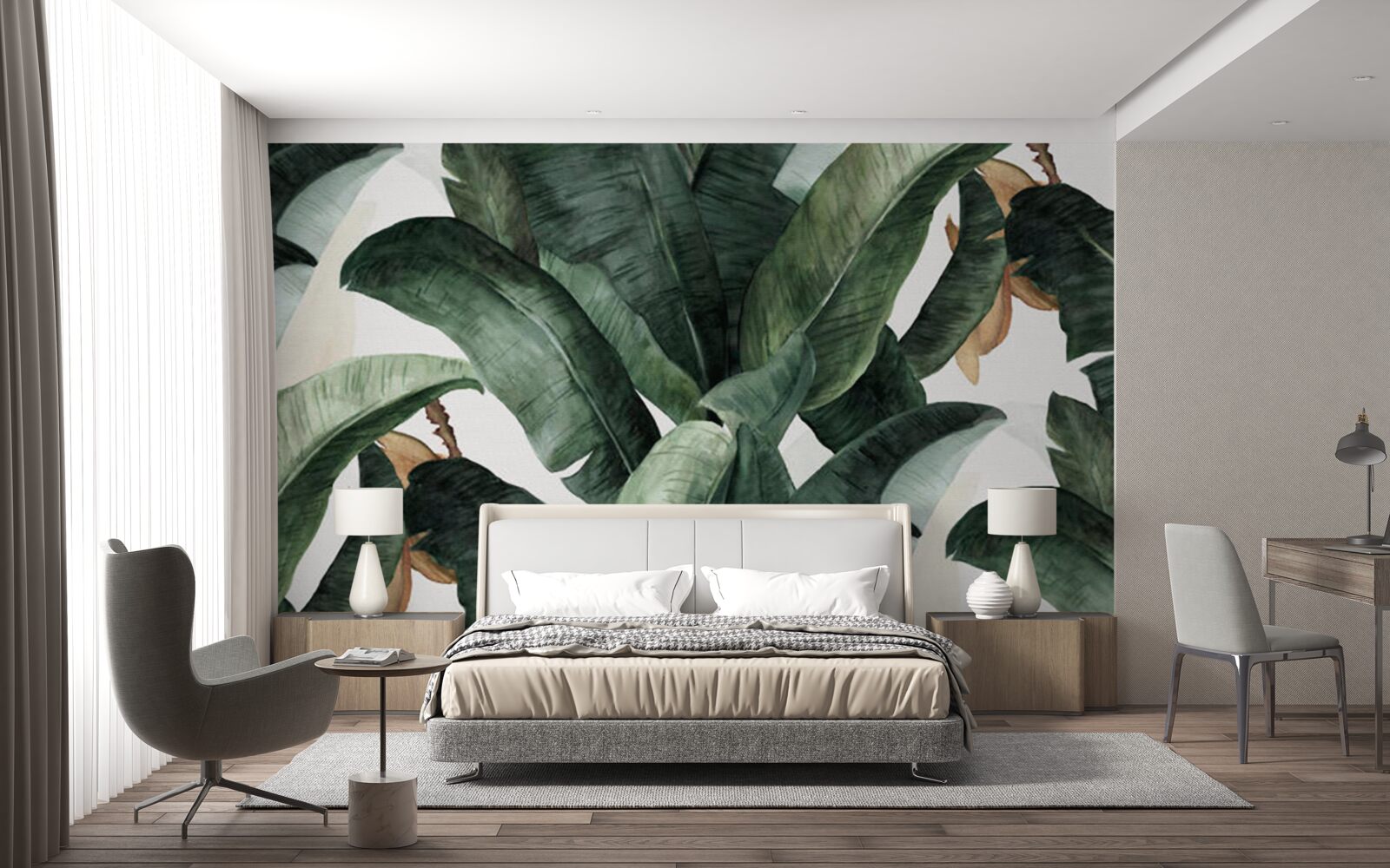 Фотошпалери велике темно-зелене листя з тропічних регіонів