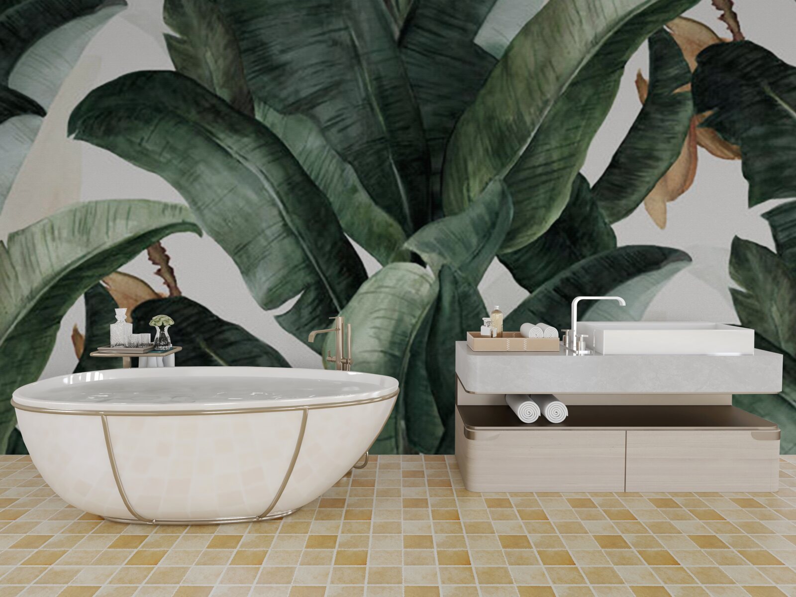 Фотошпалери велике темно-зелене листя з тропічних регіонів