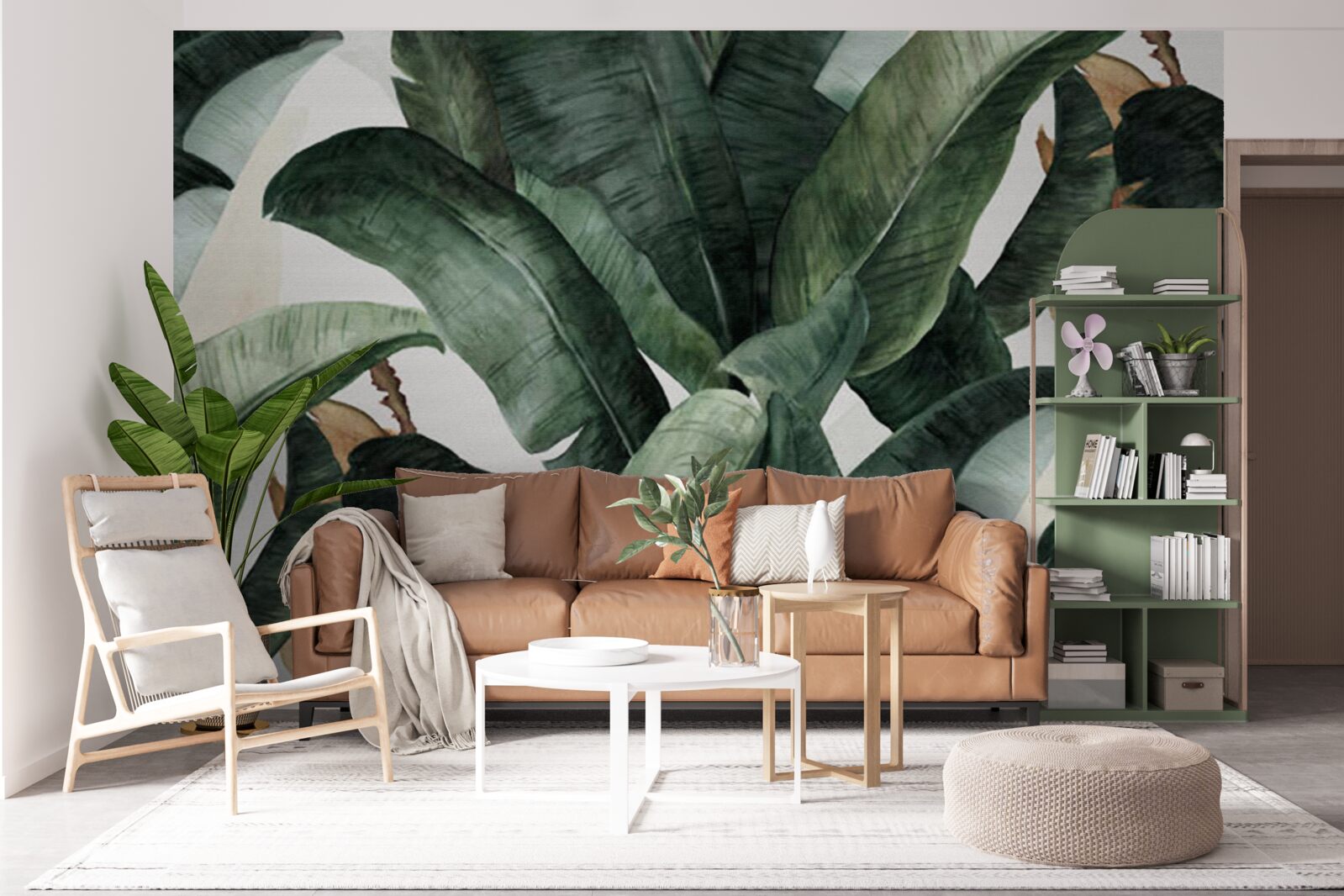 Фотошпалери велике темно-зелене листя з тропічних регіонів