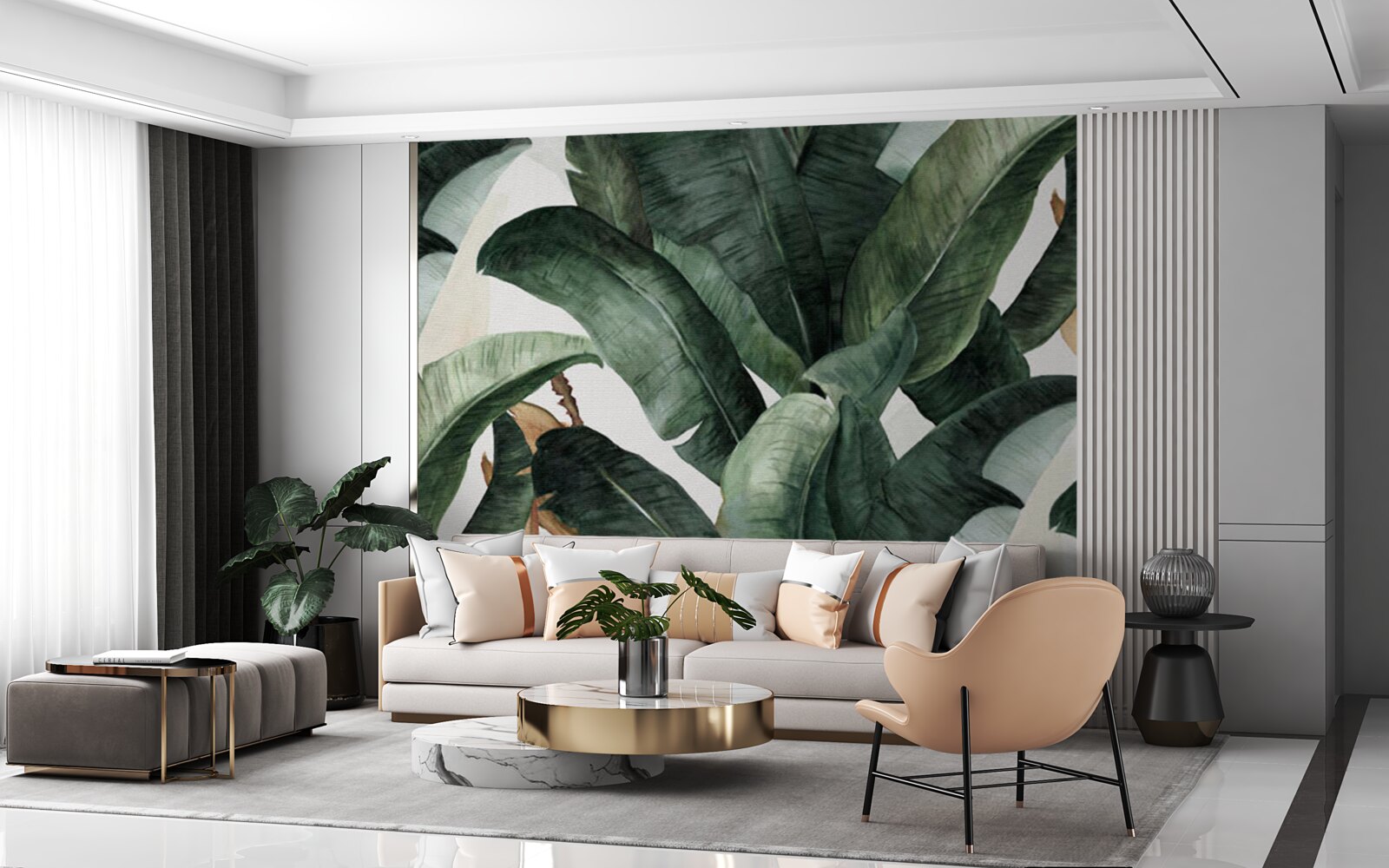 Фотошпалери велике темно-зелене листя з тропічних регіонів