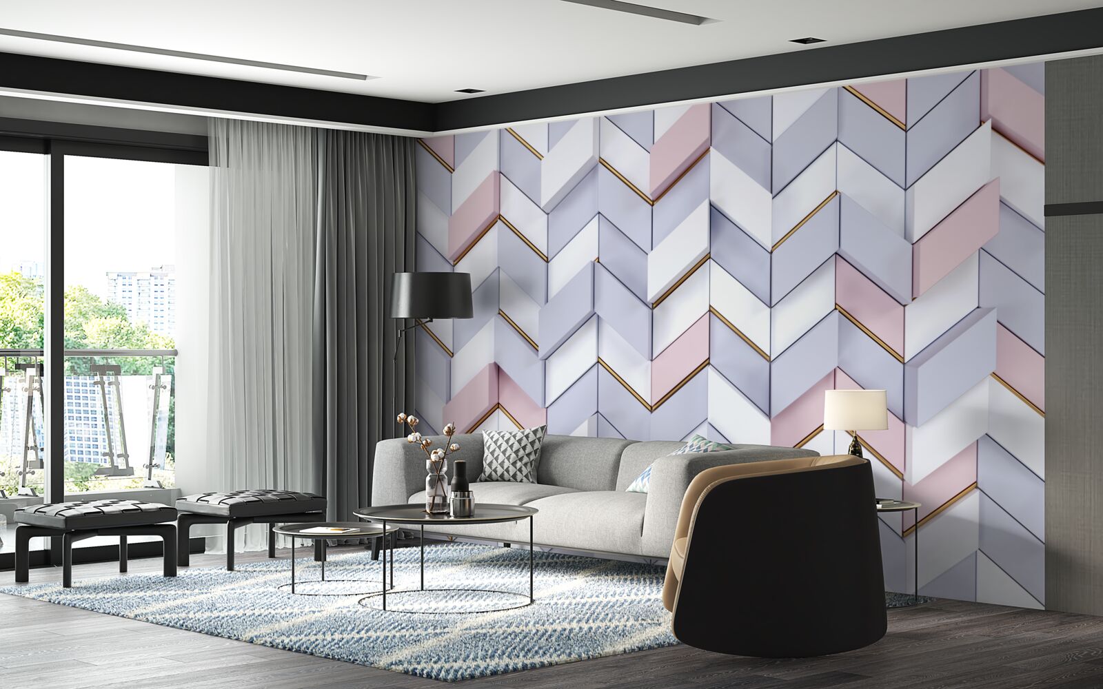 Фотошпалери зигзаги відображаються, як у дзеркалі