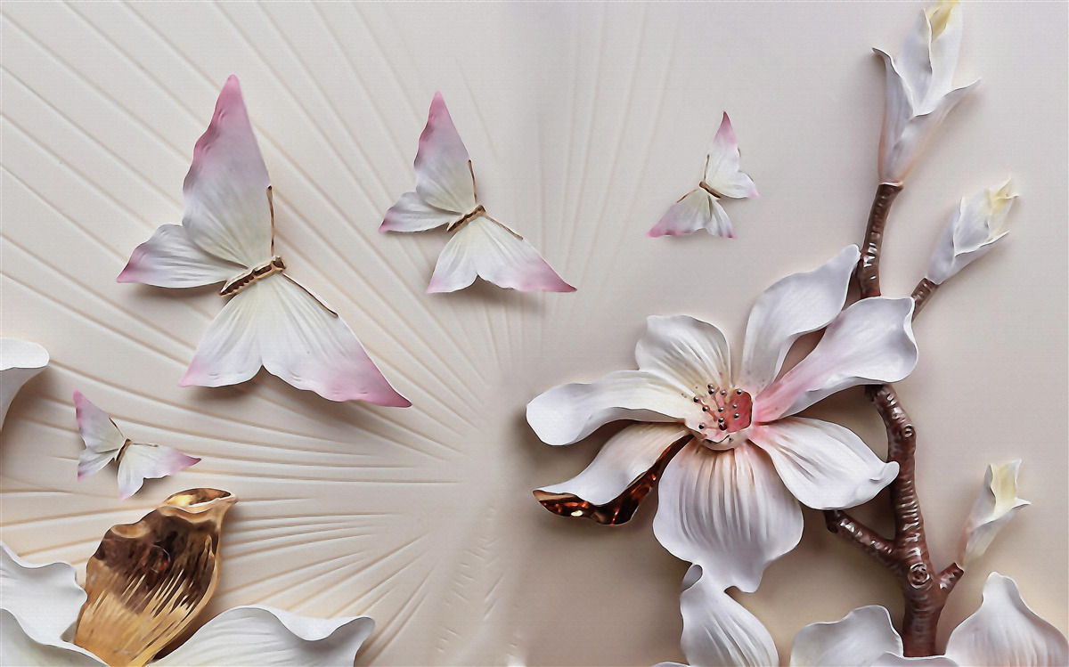 Фотошпалери Моль над яскравими бутонами