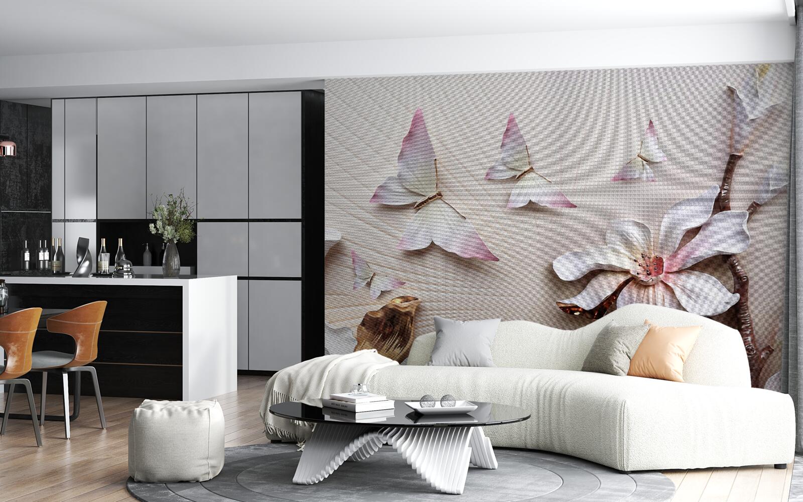 Фотошпалери Моль над яскравими бутонами