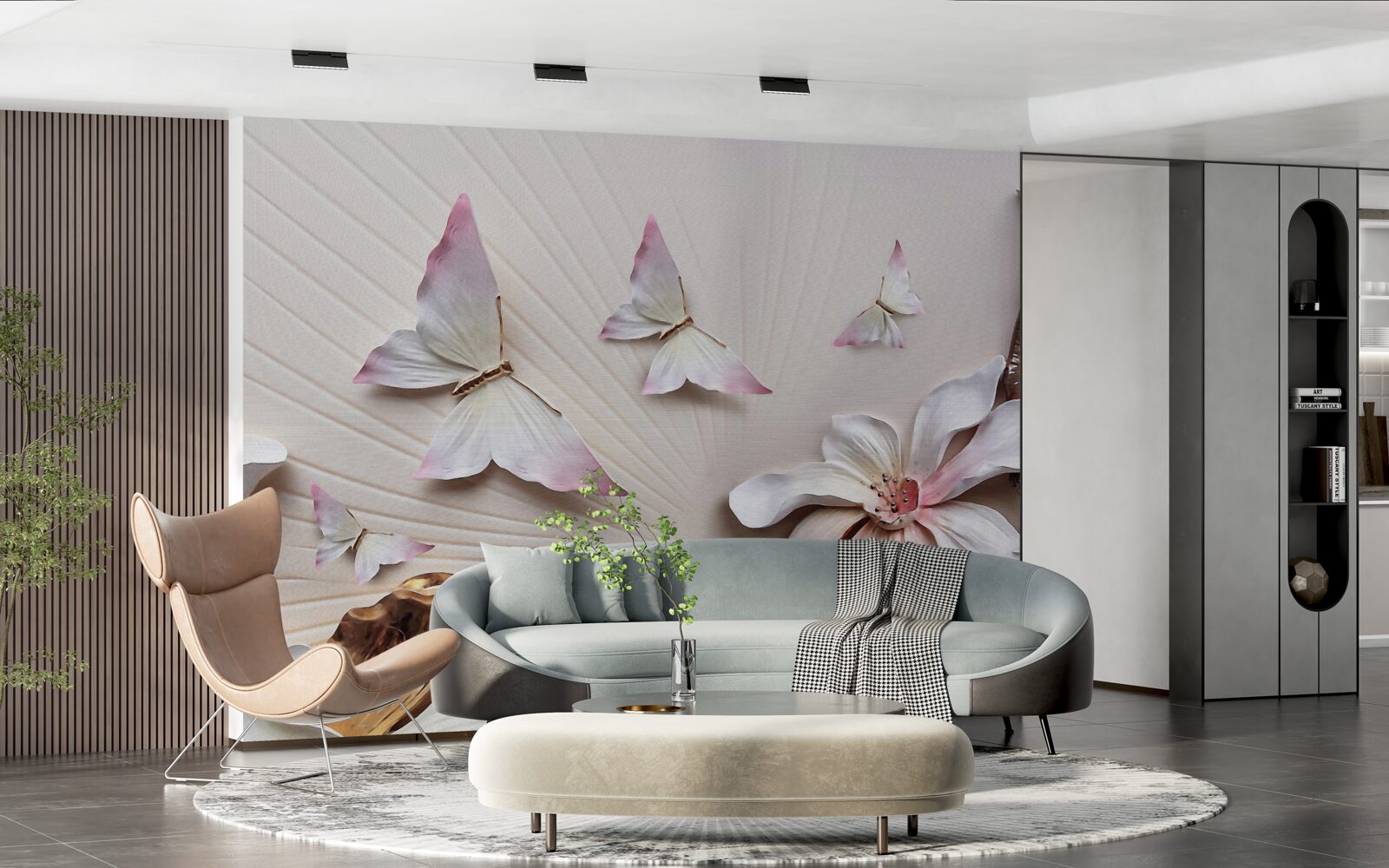 Фотошпалери Моль над яскравими бутонами