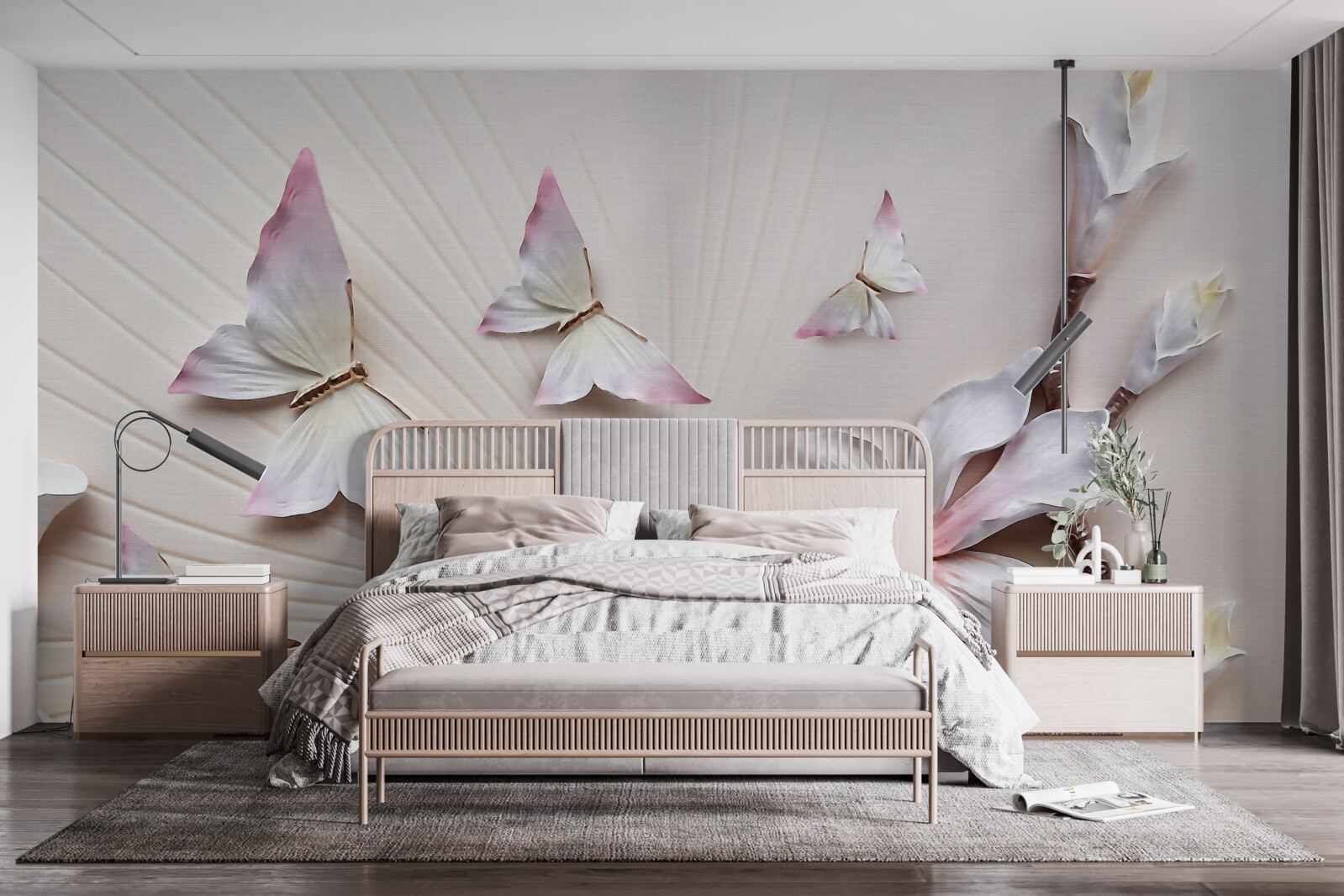 Фотошпалери Моль над яскравими бутонами