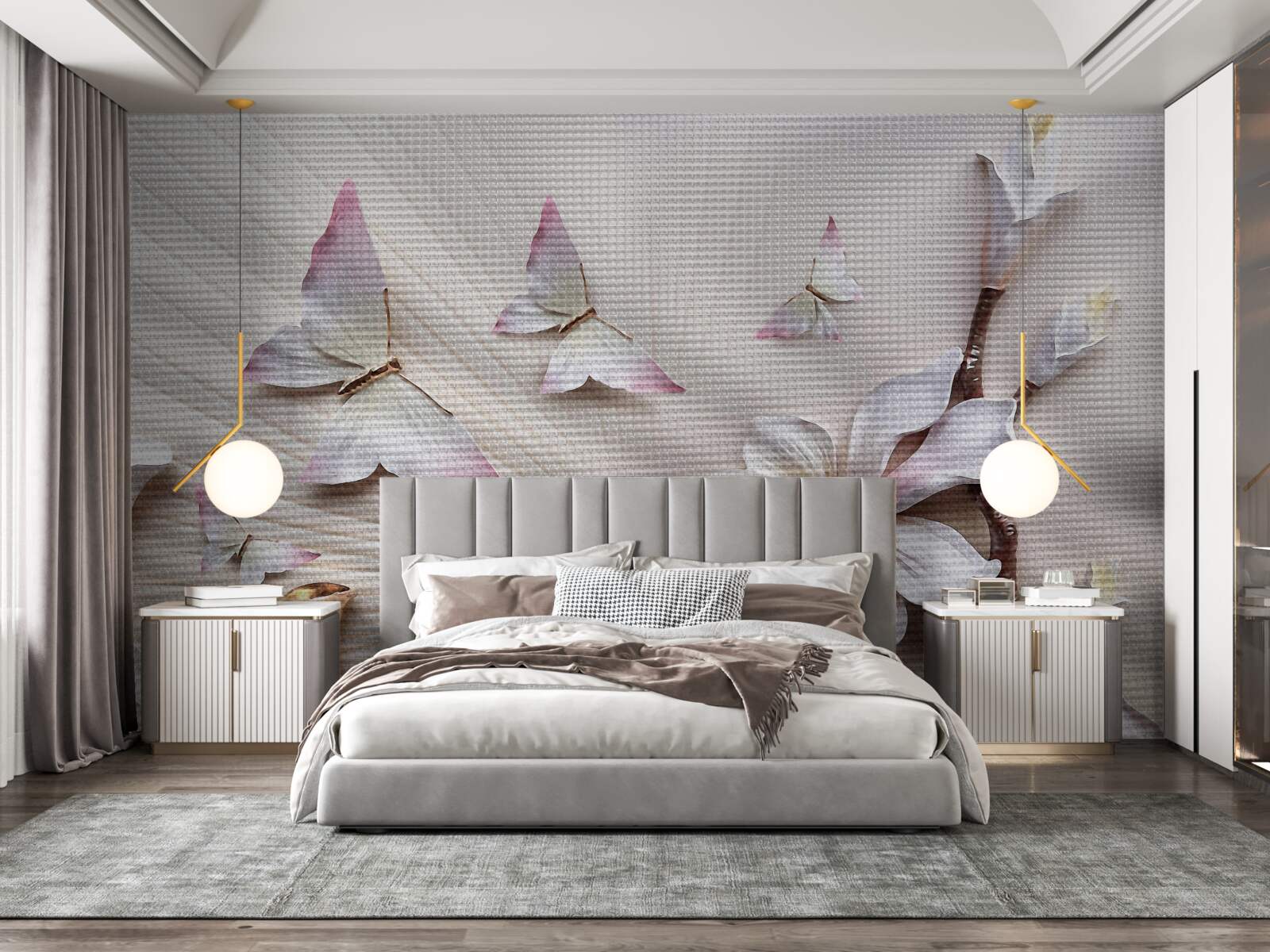 Фотошпалери Моль над яскравими бутонами