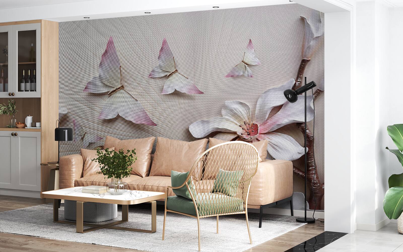 Фотошпалери Моль над яскравими бутонами