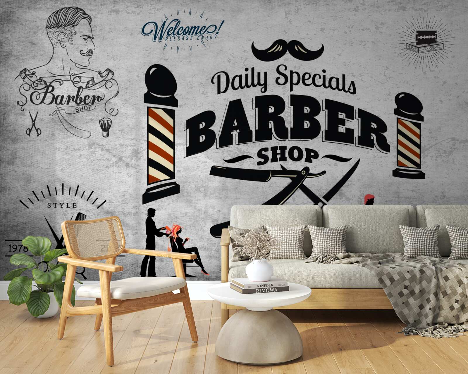 Фотошпалери реклама перукарні на фасаді будинку