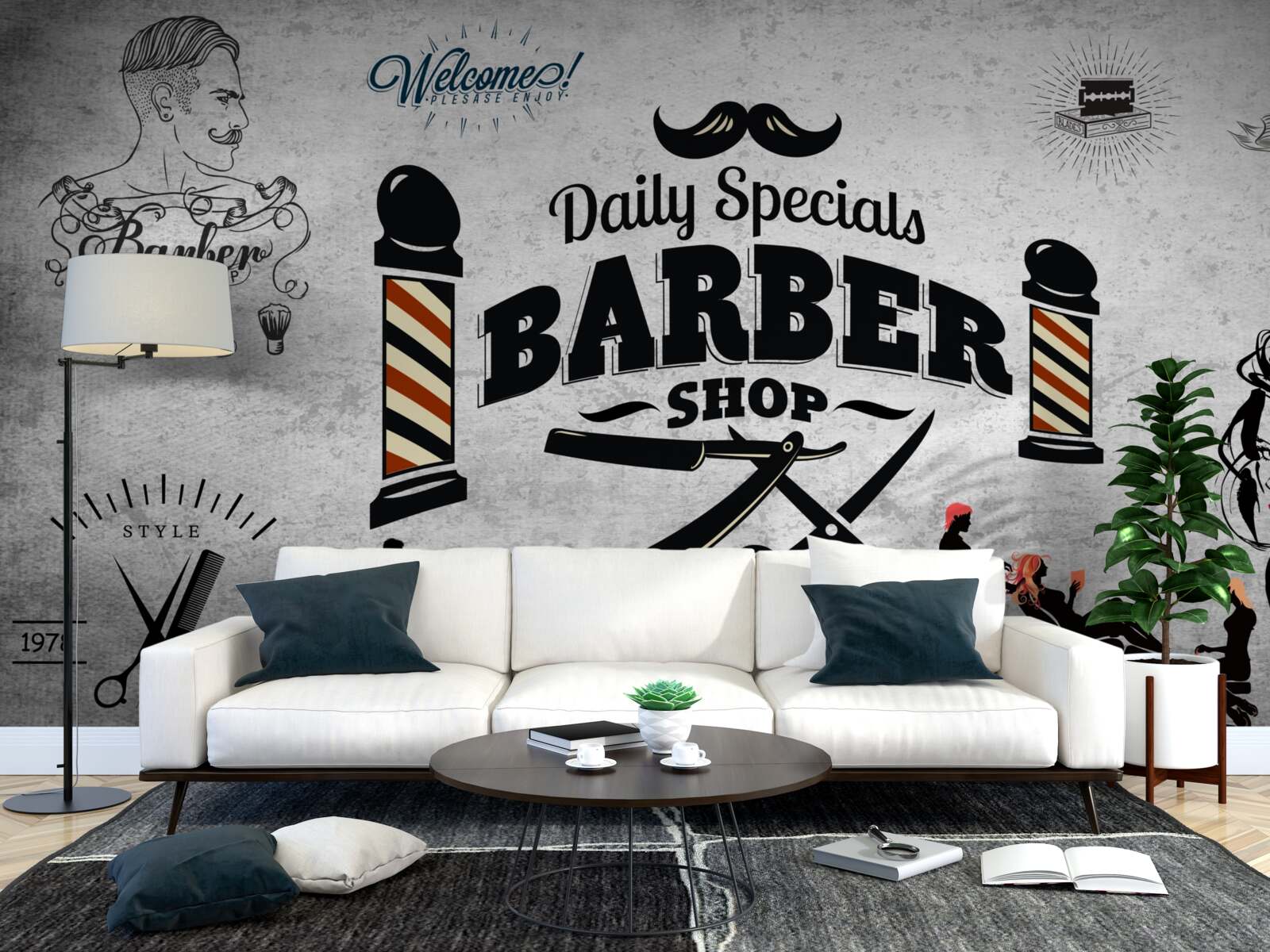 Фотошпалери реклама перукарні на фасаді будинку