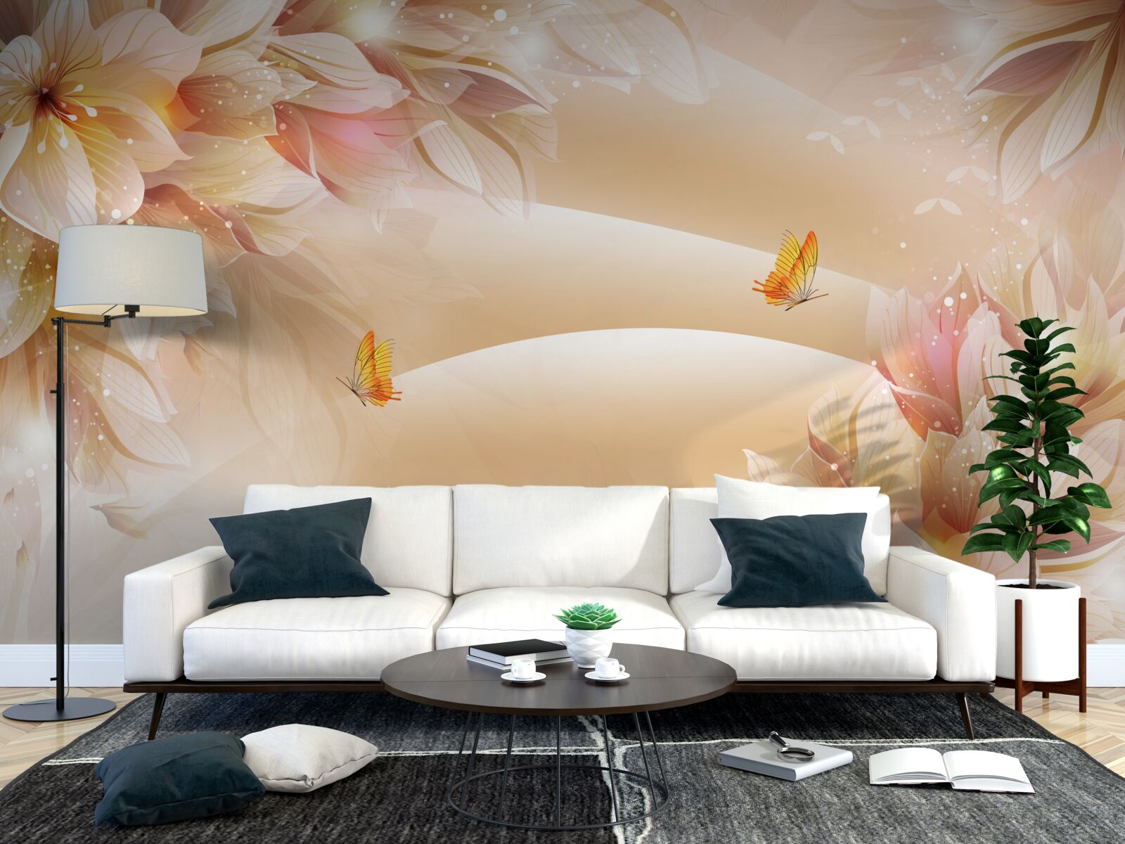 Фотошпалери квітучі бутони прикрашають коричневий шовк