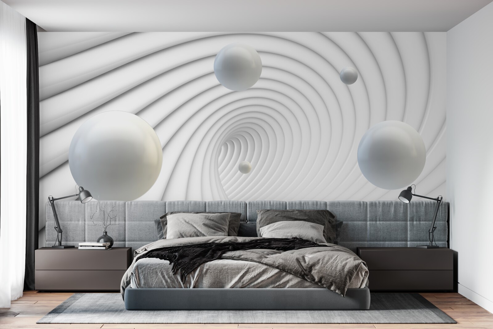 Фотошпалери білі кульки, що плавно ширяють у повітрі