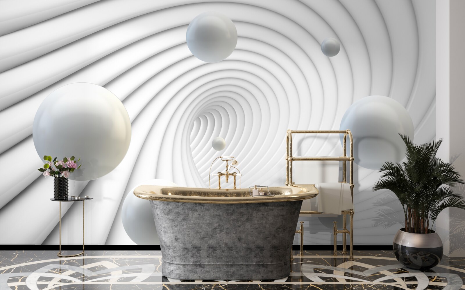 Фотошпалери білі кульки, що плавно ширяють у повітрі