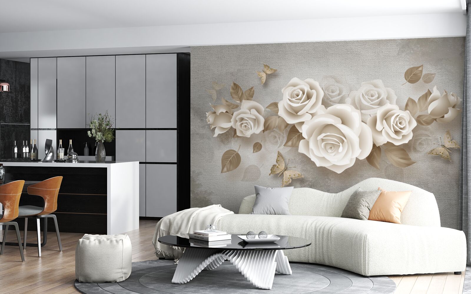 Фотошпалери витончене стебло троянди кольору слонової кістки