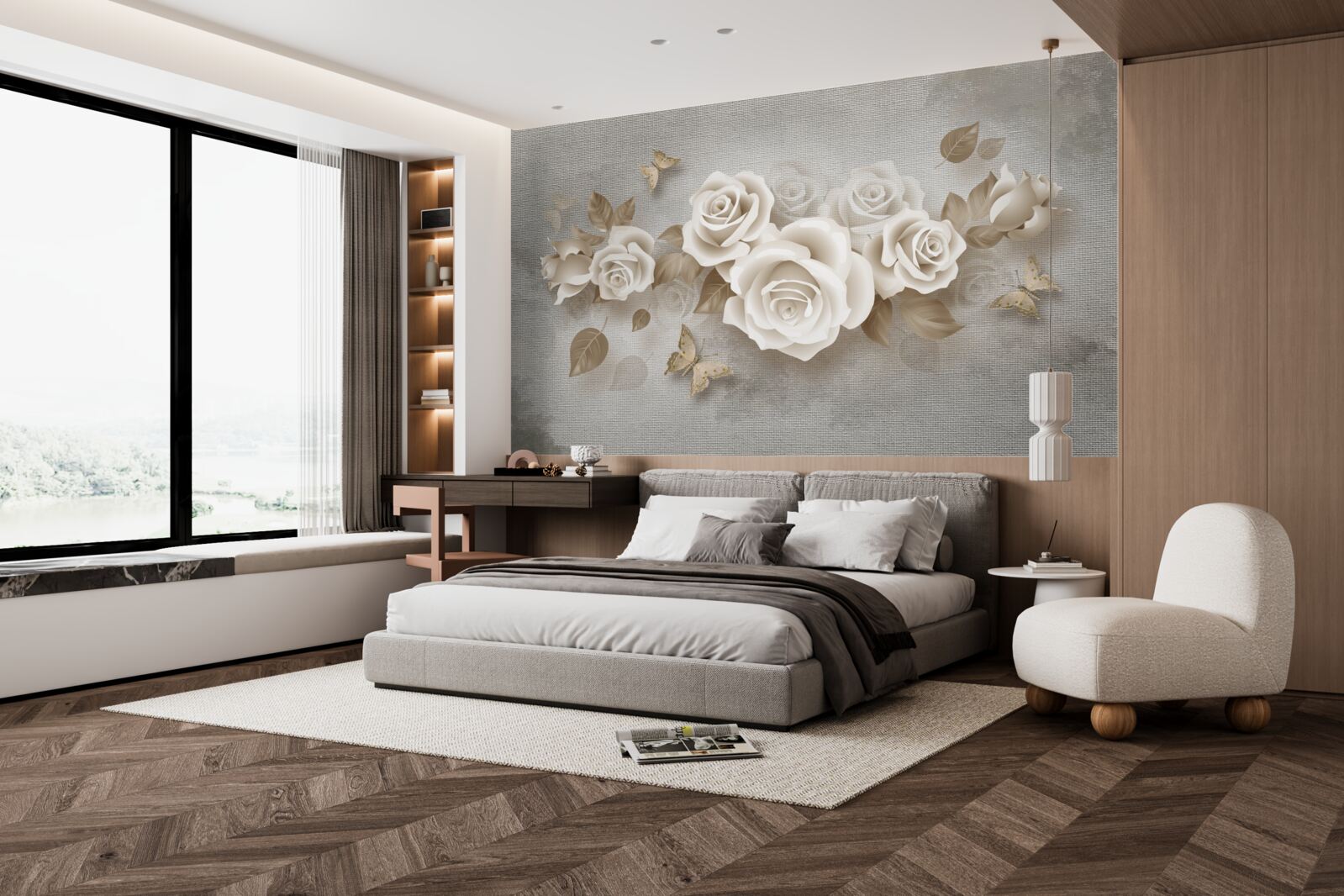 Фотошпалери витончене стебло троянди кольору слонової кістки